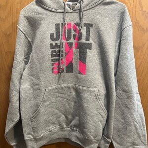 Jerzees Gray Hoodie with Pink Graphic